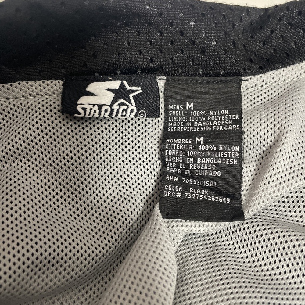 VTG Starter Windbreaker Mens MED Nylon Track Jacket Black Full Zip‎ Mesh Lining - Picture 6 of 7